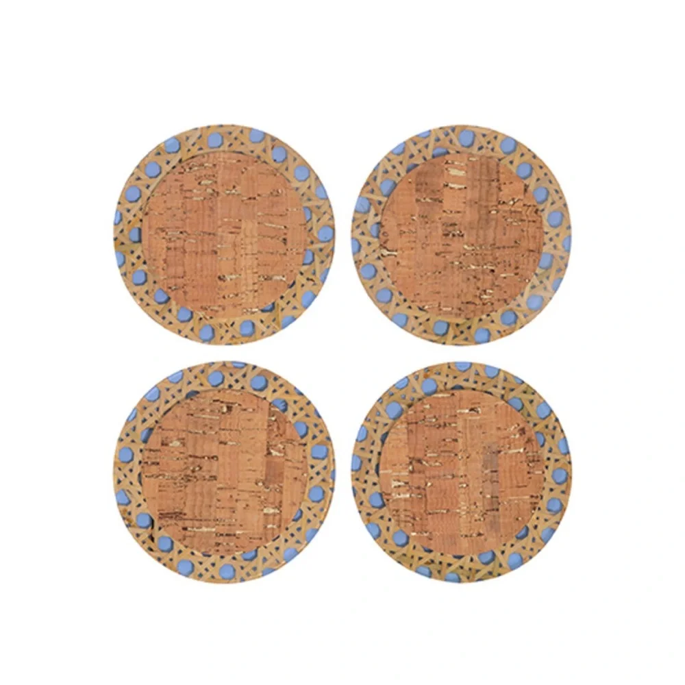 Lilly Pulitzer Blue and Tan Cork Coasters